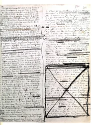 Autografische pagina van "Les Miserables" door Hugo. 1845-1861 (documenten (brieven))
