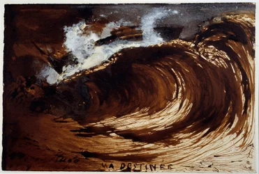 Mijn lotsbestemming. Voorstelling van een golf midden op zee. Tekening van Victor Hugo (1802-1885)