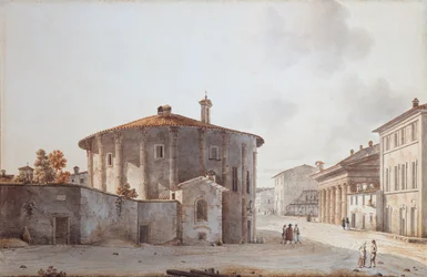 De tempel van Vesta en rechts de tempel van Portunus