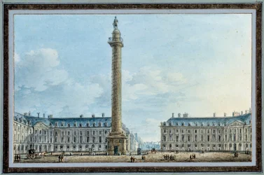 Zicht op de bellic kolom op Place Vendome in Parijs