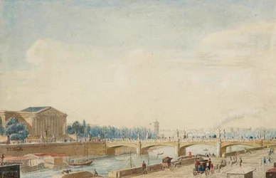 Uitzicht op de Pont de la Concorde en het Palais Bourbon in Parijs
