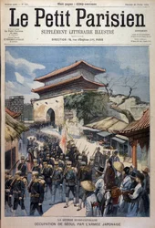 Het Japanse leger bezet Seoul, Korea - Gravure uit Le Petit Parisien, 28/02/1904