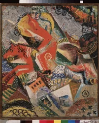 Compositie met een rode ruiter