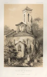 Pittoreske Architectuur of Monumenten van de 15e en 16e Eeuw: Kastelen van Frankrijk uit de 15e en 16e Eeuw: Pl.14, Kerk van St. Maurice (Vienne)