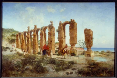 Het Romeinse aquaduct in Cherchell (Algerije)