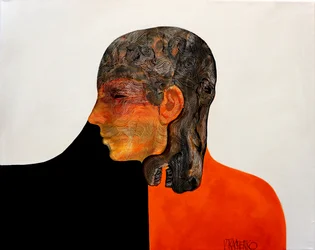 Contemplatief oranje gezicht