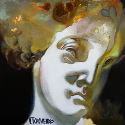 Surrealistische gouden buste