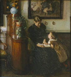 Moeder moet lezen. Vrouw en kind van de kunstenaar