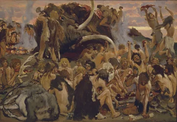 Het stenen tijdperk. Een feest, 1883