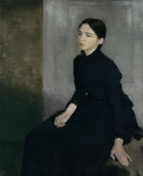 Portret van een jonge vrouw, de zus van de kunstenaar Anna Hammershoi