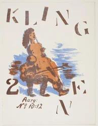 Man die op een vrouwenlichaam speelt. Voorzijde van Klingen II, nr. 10-12