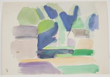 Bosachtig landschap met huizen