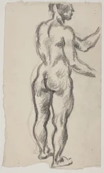 Staand model, van achteren gezien