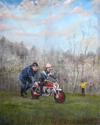 Motorrijdende man, 2024 (olieverf op doek)