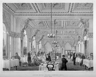 De koffiekamer in het London Bridge Railway Terminus Hotel, Bermondsey, Londen, 1860