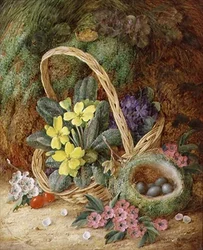 Stilleven met Sleutelbloemen en een Vogelnest