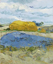Korenstapel onder een bewolkte hemel, Auvers-sur-Oise, 1889