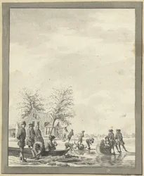 IJsvermaak op het Buiten Spaarne bij Haarlem bij de Herberg