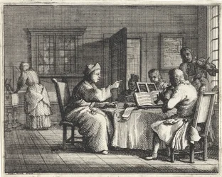 Muziekleraar met leerlingen