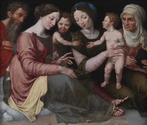 De Heilige Familie met het Kind Jezus, Sint Johannes, Sint Elizabeth en Sint Anna