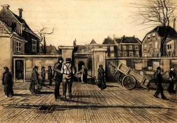 1882, Ingang van de Stadsbank van Lening te Den Haag. Vincent van Gogh