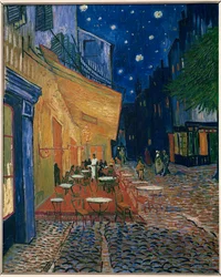 Café-terras bij nacht (olieverf op doek)