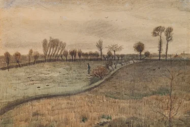 Landschap met knotwilgen (verso: figuur in een landschap)