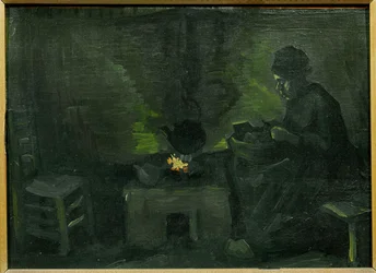 Boer bij de atre (schilderij op doek)