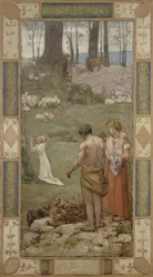 Sint Geneviève als kind in gebed, 1876