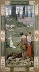 Sainte Genevieve als kind in gebed
