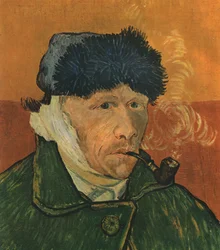 Zelfportret met verbonden oor en pijp, februari 1889