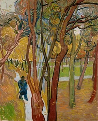 De tuin van het Sint-Paulusziekenhuis De val van de bladeren, 1889