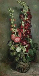 Vaas met stokrozen, 1886