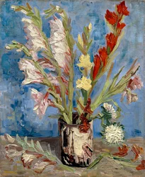 Vaas met gladiolen en Chinese asters, 1886