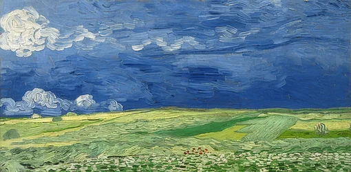 Tarweveld onder een onweerslucht