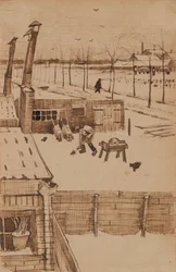 Uitzicht vanuit het raam van Vincents atelier in de winter I (1883)