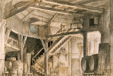 Decorontwerp voor Norma, opera door Vincenzo Bellini, uitgevoerd in La Fenice Theater in Venetië