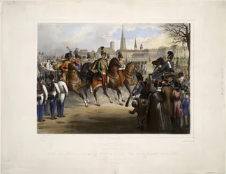Nicholas I van Rusland als kolonel-in-chief van het 9e Huzarenregiment Graf Nádasdy op de Glacis