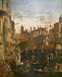 Mirakel van de relikwie van het Heilig Kruis in het Campo San Lio, Venetië (schilderij)