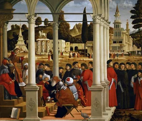 Sint Stefanus voor de Hogepriester en Oudsten van het Sanhedrin, 1514