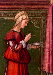 De Geboorte van de Maagd, cyclus van de Scuola degli Albanesi, circa 1502/03 (olieverf op hout)