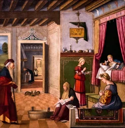 De Geboorte van de Maagd, cyclus van de Scuola degli Albanesi, circa 1502/03 (olieverf op hout)