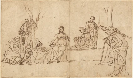 De Madonna en Kind met Heiligen in een Landschap (Sacra Conversazione)