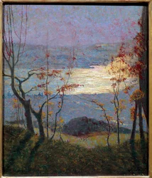 Ochtend. Herfstlandschap met bomen