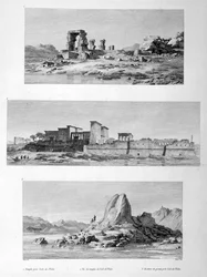 Verwoeste Tempels in Philae, Egypte, 1802