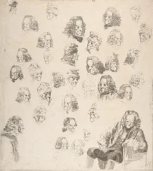 Schetsen van Voltaire op Leeftijd Eenentachtig, 1775