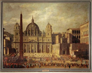 Sint Pieter in Rome. Voorgevel vóór de renovatie (schilderij op doek)