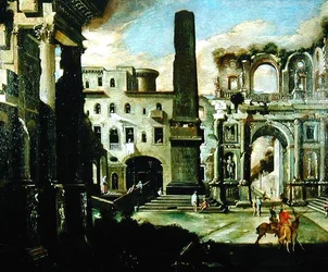 Stadstafereel in Italië met oude ruïnes