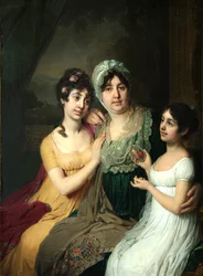 Portret van Gravin Anna Bezborodko met haar dochters Lyubov en Cleopatra