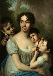 Portret van Yelena Balashova met Kinderen